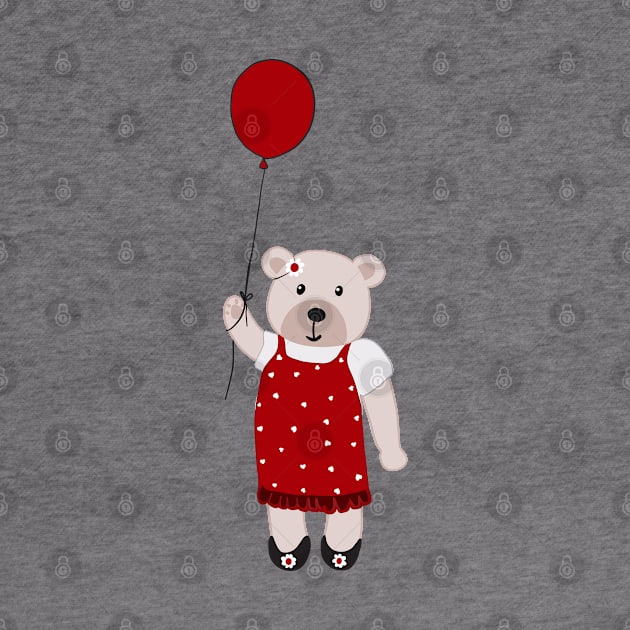 Bear with red balloon by GULSENGUNEL